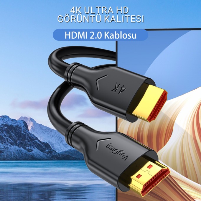 Veggieg V-H107 18Gbps HDR 4K 60Hz 3D Destekli HDMI 2.0 Kablo 1.5 Metre