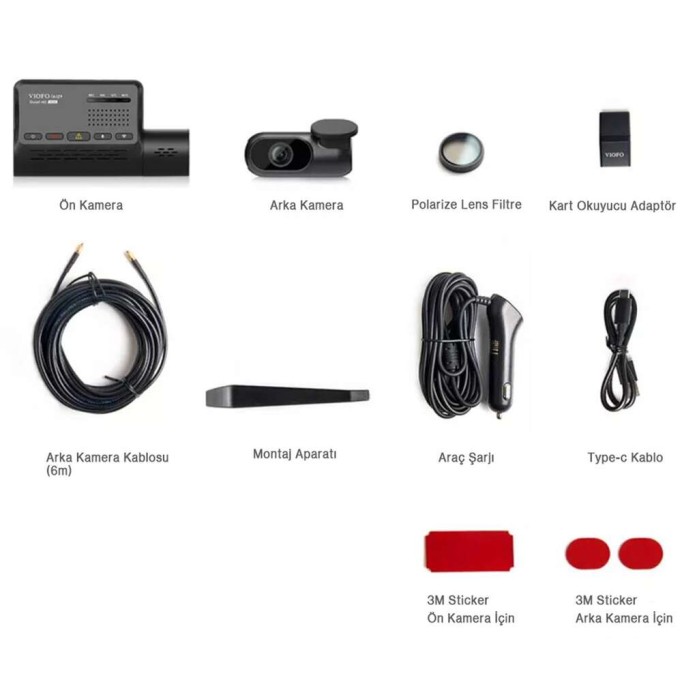 Viofo A139 Çift Kameralı WiFi GPS Modüllü 2K Araç Kamerası