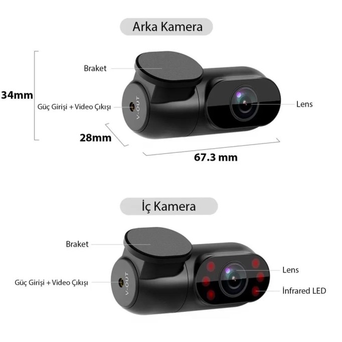 Viofo A139 Pro 3 Kameralı Ön-Arka-iç 4K HDR 5GHz WiFi GPS'li Araç Kamerası