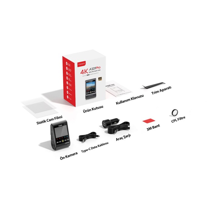 Viofo A229 Pro 4K HDR Sony Starvis 2 Sensörlü Wi-Fi GPS'li Araç Kamerası