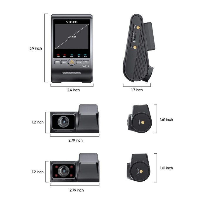 Viofo A329S 3 Kameralı Ön+Arka+İç 4K+2K+2K Wi-Fi 6 HDR Sony STARVIS 2 Sensör GPS'li SSD Destekli Araç Kamerası