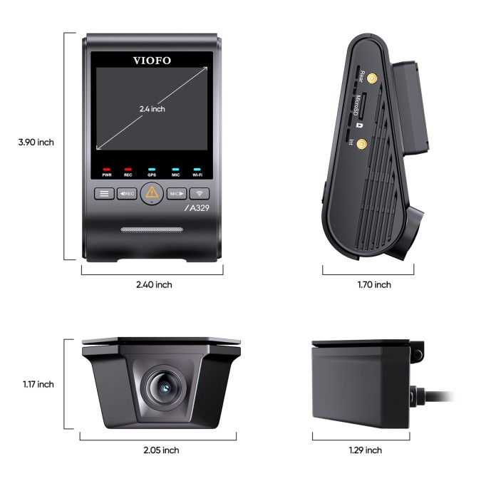 Viofo A329SW 2 Kameralı Ön ve Dış Arka Su Geçirmez 4K 60FPS+2K Sony STARVIS 2 Sensör GPS'li Araç Kamerası