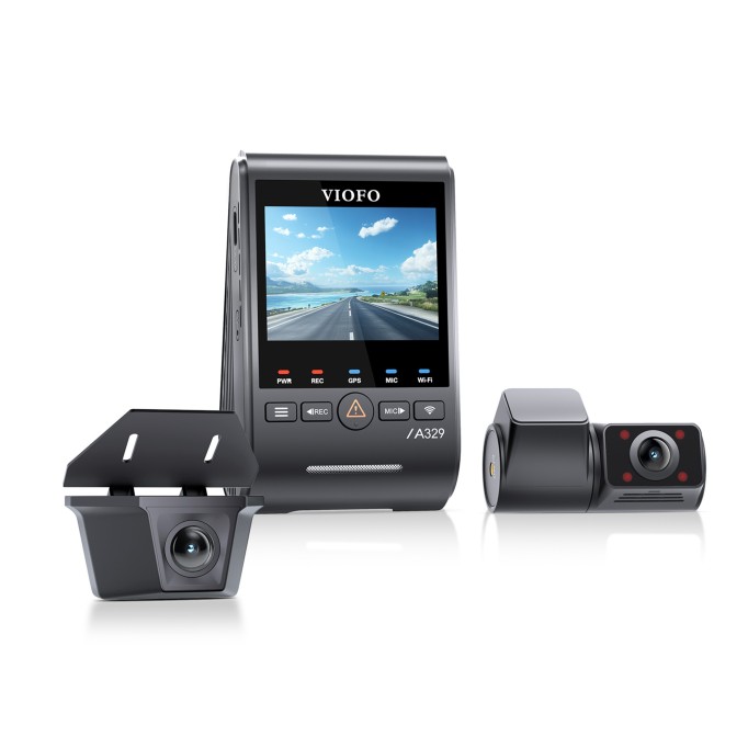 Viofo A329SW 3 Kameralı Ön+İç+Arka Dış Su Geçirmez 4K+2K+2K Sony STARVIS 2 Sensör GPS'li Araç Kamerası