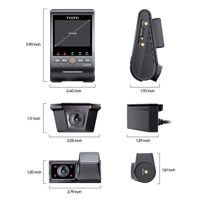 Viofo A329SW 3 Kameralı Ön+İç+Arka Dış Su Geçirmez 4K+2K+2K Sony STARVIS 2 Sensör GPS'li Araç Kamerası