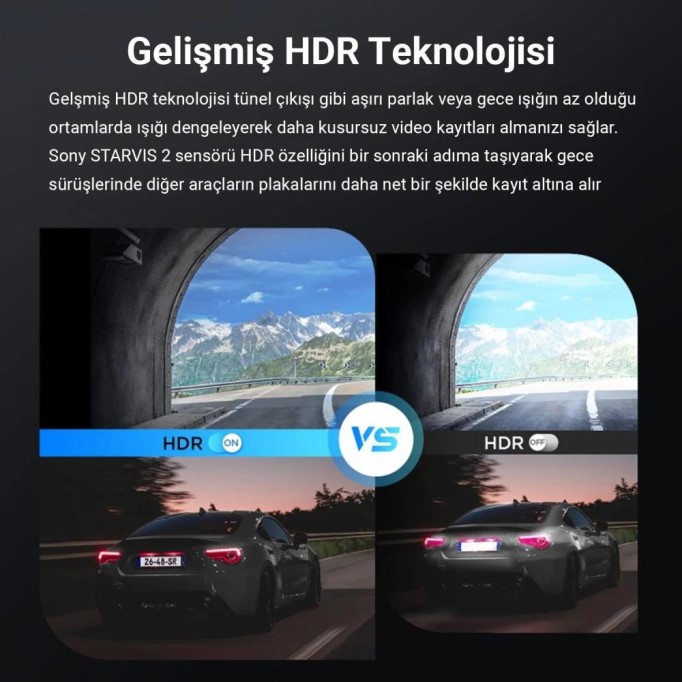 Viofo VS1 2K QHD HDR Sony Starvis 2 Sensörlü Wi-Fi GPS'li Mini Araç Kamerası