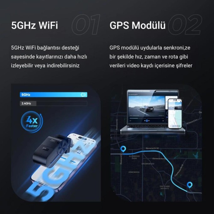 Viofo VS1 2K QHD HDR Sony Starvis 2 Sensörlü Wi-Fi GPS'li Mini Araç Kamerası