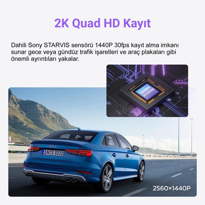 Viofo WM1 2K 30FPS QHD Sony Starvis Sensor Wifi GPS'li Araç Kamerası