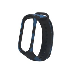 Mavi Xiaomi Mi Band 4 ve 3 için Kamuflaj Desenli Yedek Silikon Bileklik Mavi