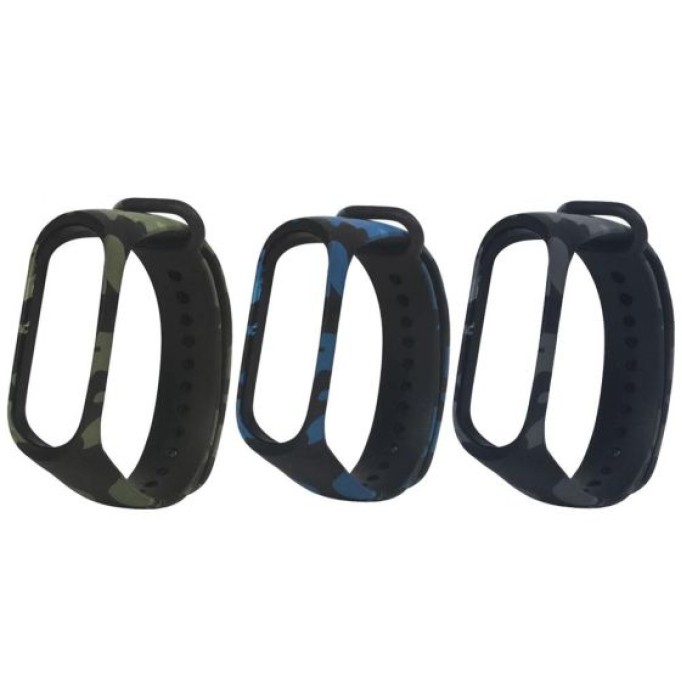 Xiaomi Mi Band 4 ve 3 için Kamuflaj Desenli Yedek Silikon Bileklik Yeşil
