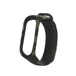 Yeşil Xiaomi Mi Band 4 ve 3 için Kamuflaj Desenli Yedek Silikon Bileklik Yeşil