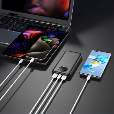 Juo 10000 mAh 22.5W Dijital Led Ekranlı Taşınabilir Hızlı Şarj Cihazı Powerbank Beyaz - 5