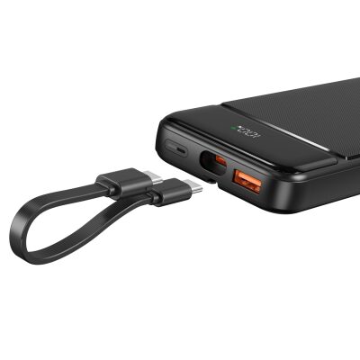 Juo 10000 mAh 22.5W Led Ekranlı Lightning ve Type-C Kablolu Powerbank Taşınabilir Hızlı Şarj Cihazı Siyah - 3