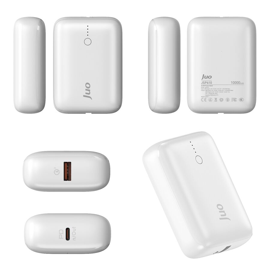 Juo 10000 mAh 22.5W USB-A + USB-C Powerbank Taşınabilir Hızlı Şarj Cihazı Beyaz - 5