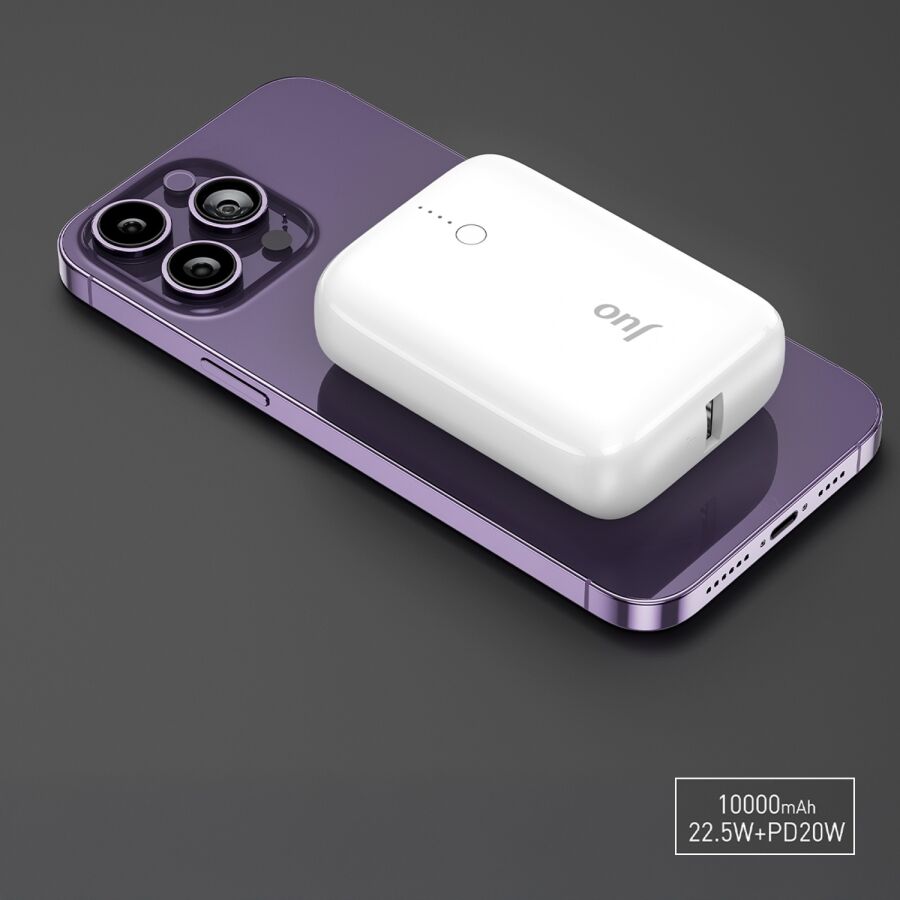 Juo 10000 mAh 22.5W USB-A + USB-C Powerbank Taşınabilir Hızlı Şarj Cihazı Beyaz - 3
