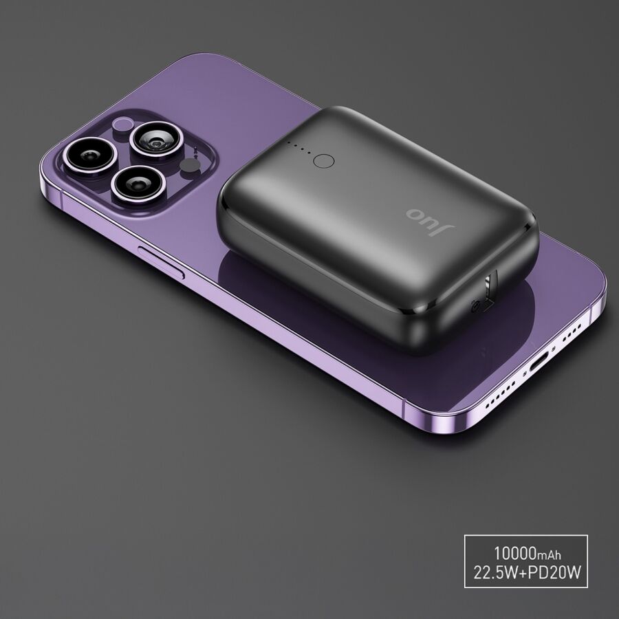 Juo 10000 mAh 22.5W USB-A + USB-C Powerbank Taşınabilir Hızlı Şarj Cihazı Siyah - 3