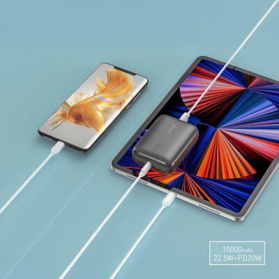 Juo 10000 mAh 22.5W USB-A + USB-C Powerbank Taşınabilir Hızlı Şarj Cihazı Siyah - 4