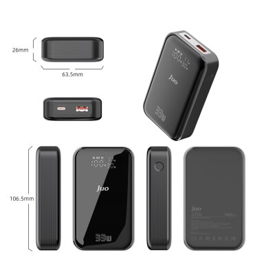Juo 10000 mAh 33W LED Watt Amper Göstergeli USB-A + Type-C Powerbank Taşınabilir Hızlı Şarj Cihazı - 8