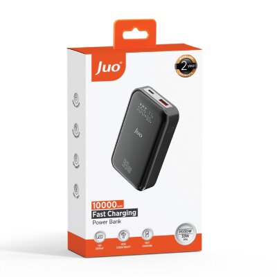 Juo 10000 mAh 33W LED Watt Amper Göstergeli USB-A + Type-C Powerbank Taşınabilir Hızlı Şarj Cihazı - 9