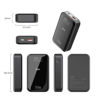 Juo 10000 mAh 33W LED Watt Amper Göstergeli USB-A + Type-C Powerbank Taşınabilir Hızlı Şarj Cihazı - 8