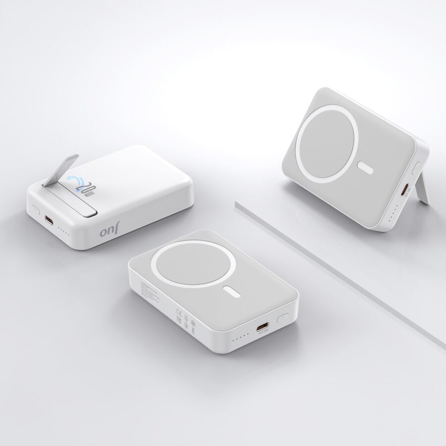 Juo 10000 mAh MagSafe Powerbank Standlı PD20W Taşınabilir Kablosuz Hızlı Şarj Cihazı Beyaz - 4