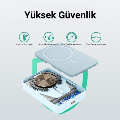 Juo 10000 mAh MagSafe Powerbank Standlı PD20W Taşınabilir Kablosuz Hızlı Şarj Cihazı Siyah - 9