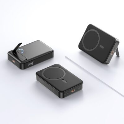 Juo 10000 mAh MagSafe Powerbank Standlı PD20W Taşınabilir Kablosuz Hızlı Şarj Cihazı Siyah - 4