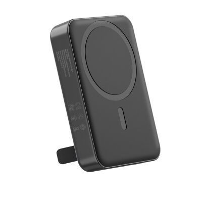 Juo 10000 mAh MagSafe Powerbank Standlı PD20W Taşınabilir Kablosuz Hızlı Şarj Cihazı Siyah