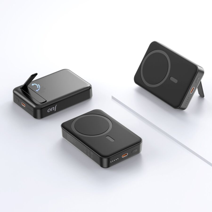 Juo 10000 mAh MagSafe Powerbank Standlı PD20W Taşınabilir Kablosuz Hızlı Şarj Cihazı Siyah - 4