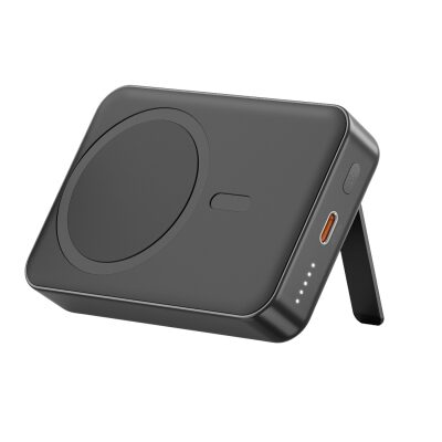 Juo 10000 mAh MagSafe Powerbank Standlı PD20W Taşınabilir Kablosuz Hızlı Şarj Cihazı Siyah - 2