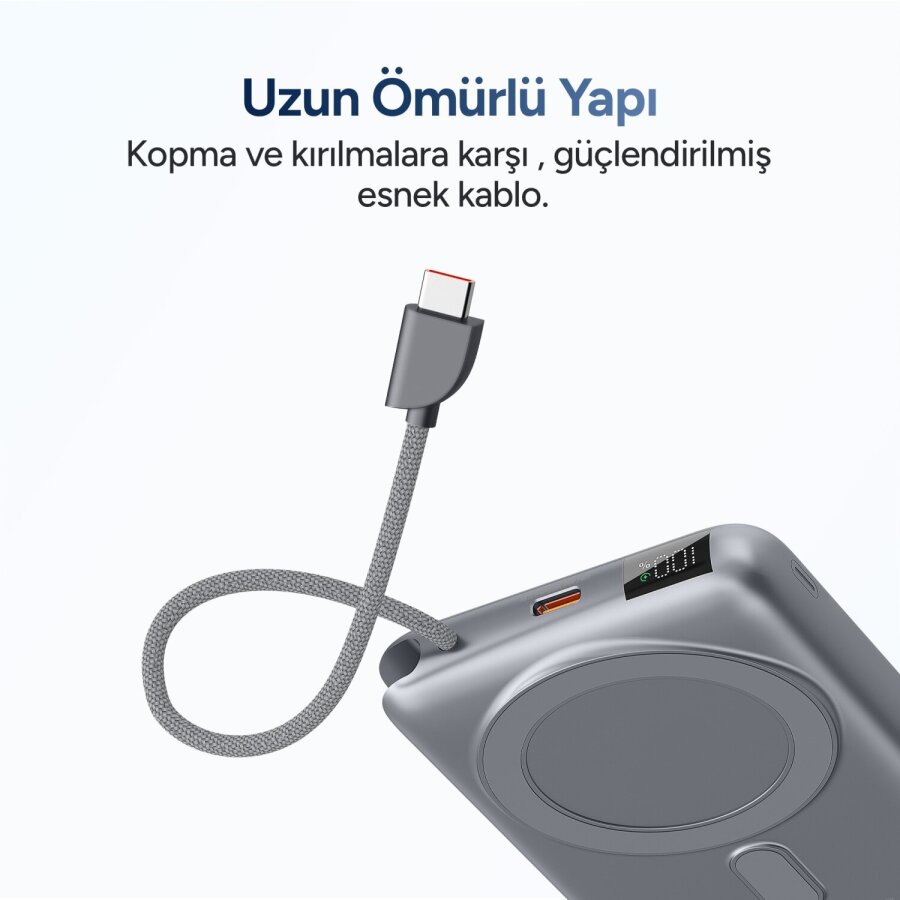 Juo 10000 mAh MagSafe Saat Uyumlu Powerbank Standlı PD 22.5W Taşınabilir Kablosuz Hızlı Şarj Cihazı - 4