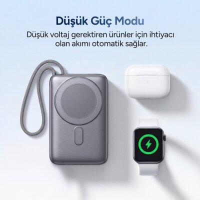 Juo 10000 mAh MagSafe Saat Uyumlu Powerbank Standlı PD 22.5W Taşınabilir Kablosuz Hızlı Şarj Cihazı - 6