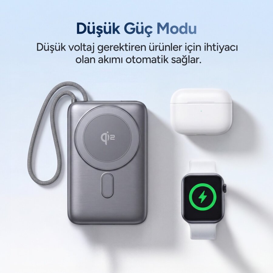 Juo 10000 mAh Qi2 MagSafe Powerbank Standlı PD 22.5W Taşınabilir Kablosuz Hızlı Şarj Cihazı - 6