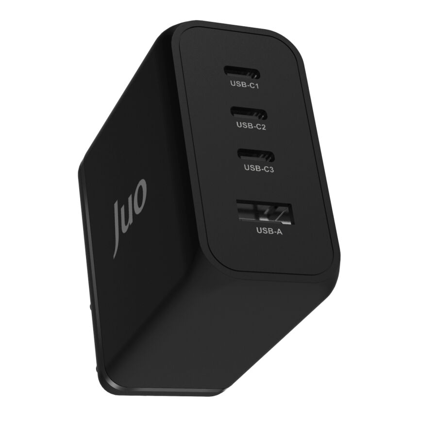 Juo 100W 4 Portlu USB-C + USB-A GaN Şarj Aleti iPhone & Macbook & Notebook Uyumlu PD Type-C Hızlı Şarj Cihazı Siyah - 3