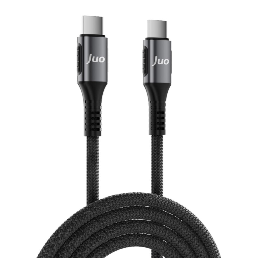 Juo 100W 5A E-Mark Çipli PD Type-C to Type-C Örgülü Hızlı Şarj ve Data Kablosu 1 Metre - 5