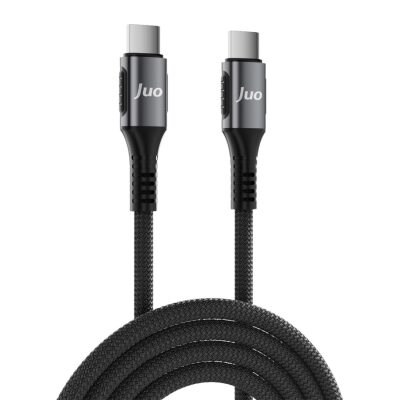 Juo 100W 5A E-Mark Çipli PD Type-C to Type-C Örgülü Hızlı Şarj ve Data Kablosu 1 Metre - 5