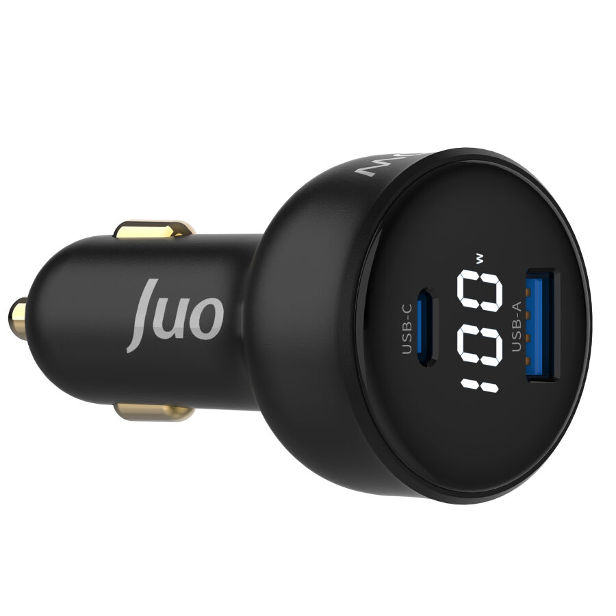 Juo 100W Led Ekranlı Type-C + USB-A Araç Şarj Aleti iPhone & Android & Notebook Araç içi Şarj Cihazı - 4