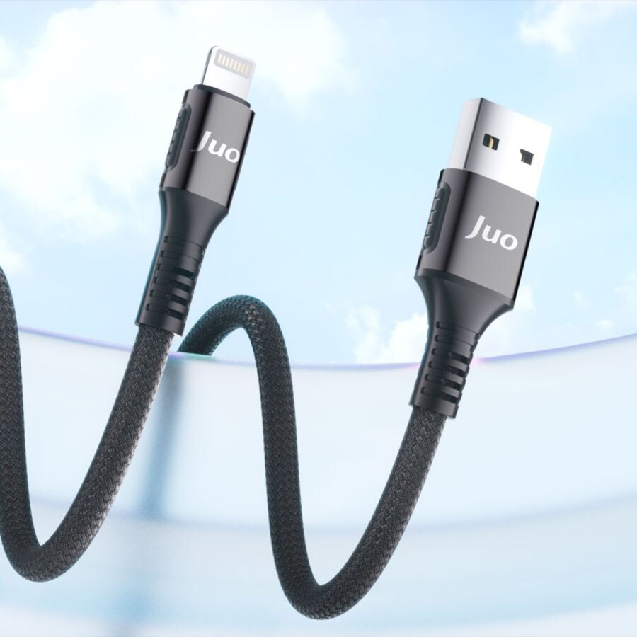 Juo 12W 2.4A USB-A to Lightning Apple iPhone iPad Örgülü Hızlı Şarj ve Data Kablosu 1 Metre - 2