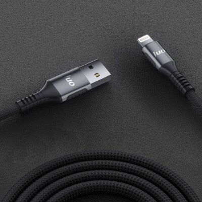 Juo 12W 2.4A USB-A to Lightning Apple iPhone iPad Örgülü Hızlı Şarj ve Data Kablosu 1 Metre - 4