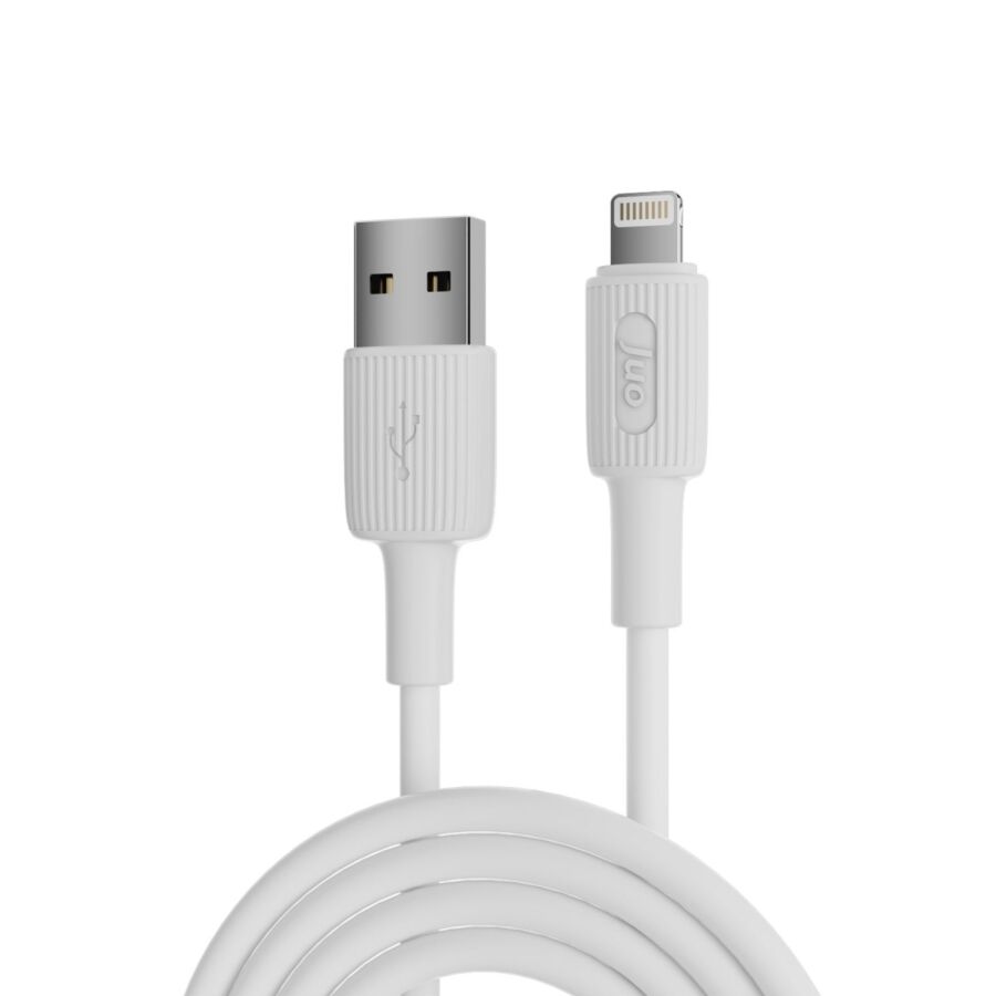 Juo 12W 2.4A USB-A to Lightning iPhone iPad Silikon Hızlı Şarj ve Data Kablosu Beyaz 2 Metre - 1