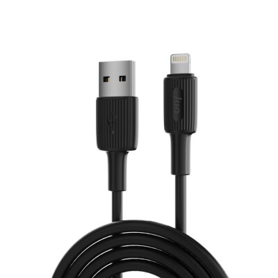 Juo 12W 2.4A USB-A to Lightning iPhone iPad Silikon Hızlı Şarj ve Data Kablosu Siyah 2 Metre 