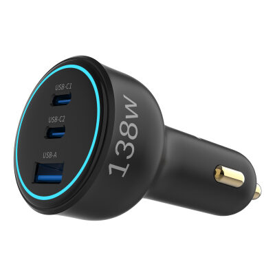 Juo 138W 3 Portlu Type-C + USB-A Araç Şarj Aleti PD 3.0 & QC 4.0 Hızlı Araç içi Şarj Cihazı - 4