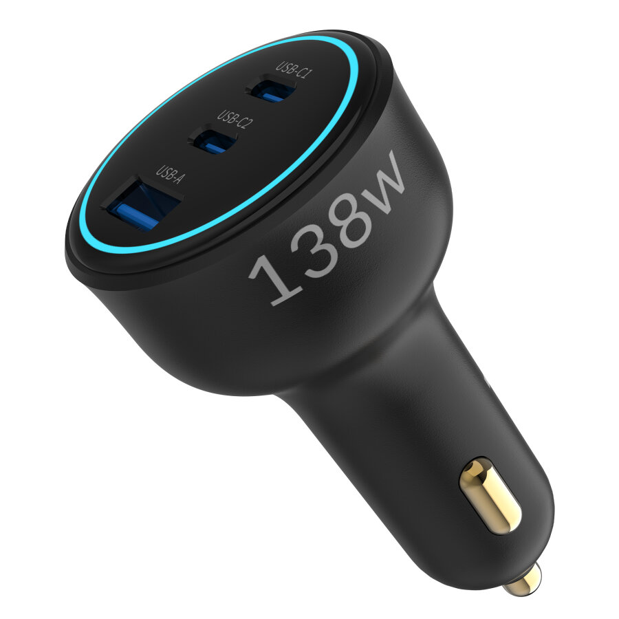 Juo 138W 3 Portlu Type-C + USB-A Araç Şarj Aleti PD 3.0 & QC 4.0 Hızlı Araç içi Şarj Cihazı - 1