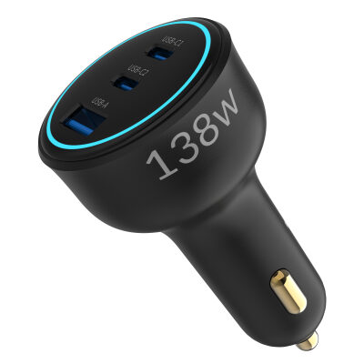 Juo 138W 3 Portlu Type-C + USB-A Araç Şarj Aleti PD 3.0 & QC 4.0 Hızlı Araç içi Şarj Cihazı