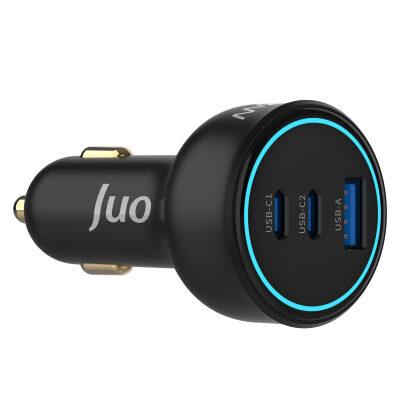 Juo 138W 3 Portlu Type-C + USB-A Araç Şarj Aleti PD 3.0 & QC 4.0 Hızlı Araç içi Şarj Cihazı - 2