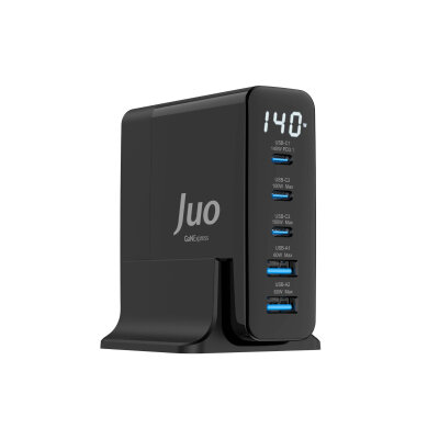 Juo 140W GaN PD 3.1 Masaüstü Hızlı Şarj Cihazı 3 Type-C + 2 USB-A iPhone & MacBook & Laptop Uyumlu Şarj Aleti