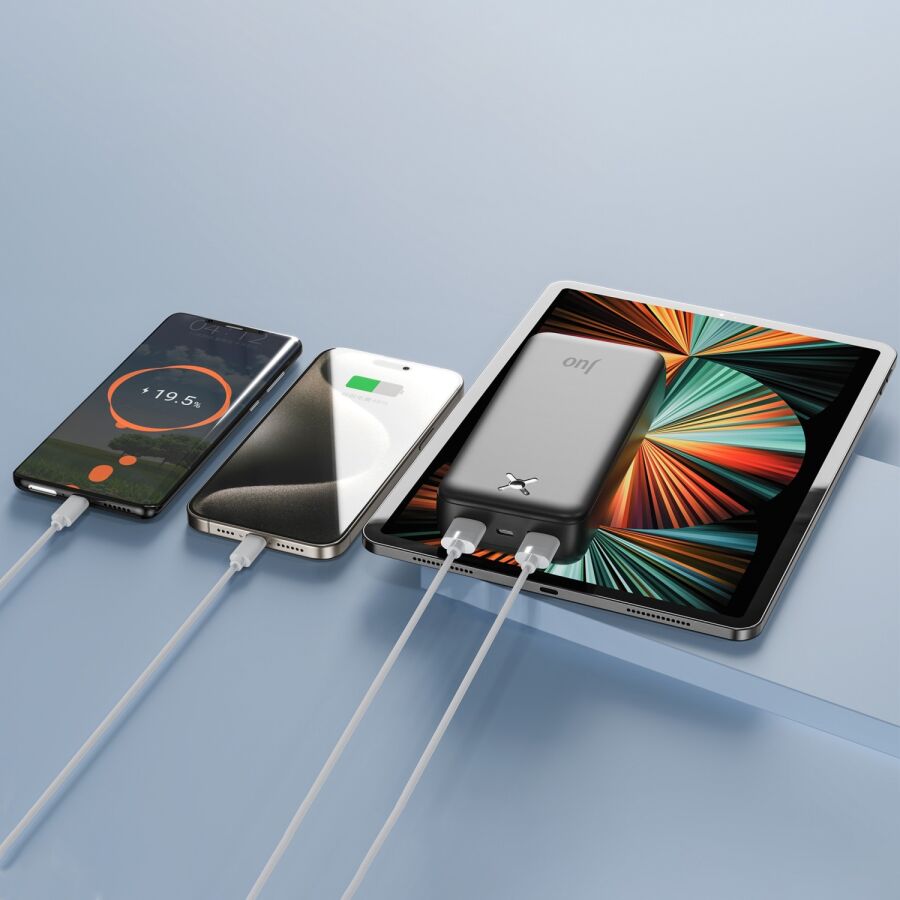 Juo 20000 mAh 10.5W Çift USB-A Çıkışlı Powerbank Taşınabilir Hızlı Şarj Cihazı Siyah - 3
