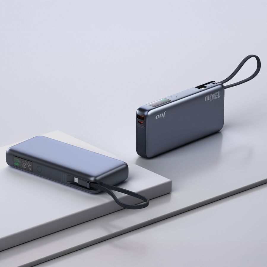 Juo 20000 mAh 130W LED Ekranlı USB- A + Type-C Kablolu Powerbank Taşınabilir Hızlı Şarj Cihazı - 4