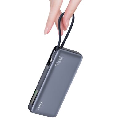 Juo 20000 mAh 130W LED Ekranlı USB- A + Type-C Kablolu Powerbank Taşınabilir Hızlı Şarj Cihazı - 6
