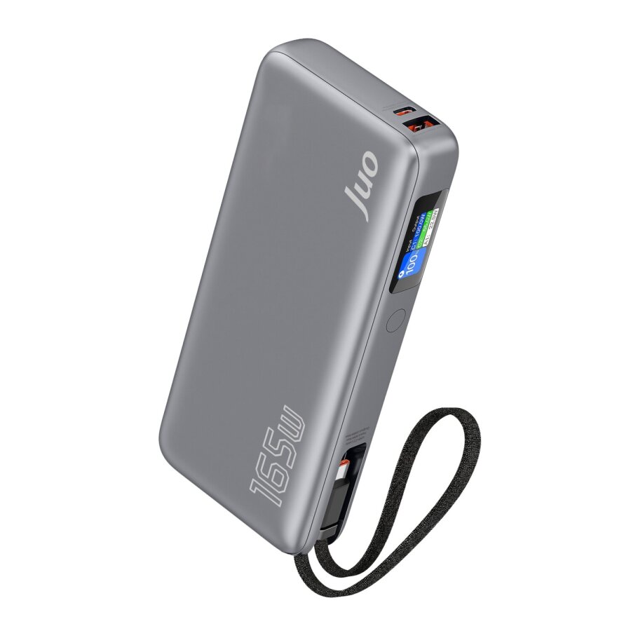 Juo 20000 mAh 165W LED Ekranlı USB-A + Type-C Kablolu Taşınabilir PD Hızlı Şarj Cihazı Powerbank - 1
