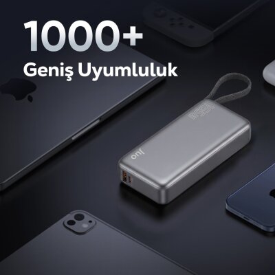 Juo 20000 mAh 165W LED Ekranlı USB-A + Type-C Kablolu Taşınabilir PD Hızlı Şarj Cihazı Powerbank - 7